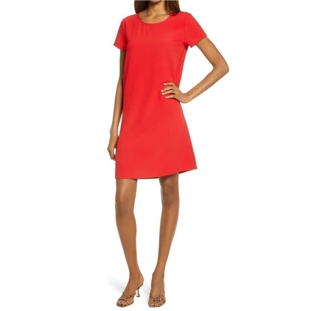 Chelsea28 Crepe Shift Red Dress XS‎ NWT Modest Elegant Career wear